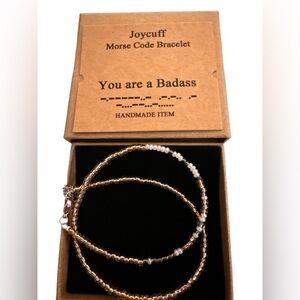 Joycuff Gold Beaded Badass Morse Code Bracelet NWT